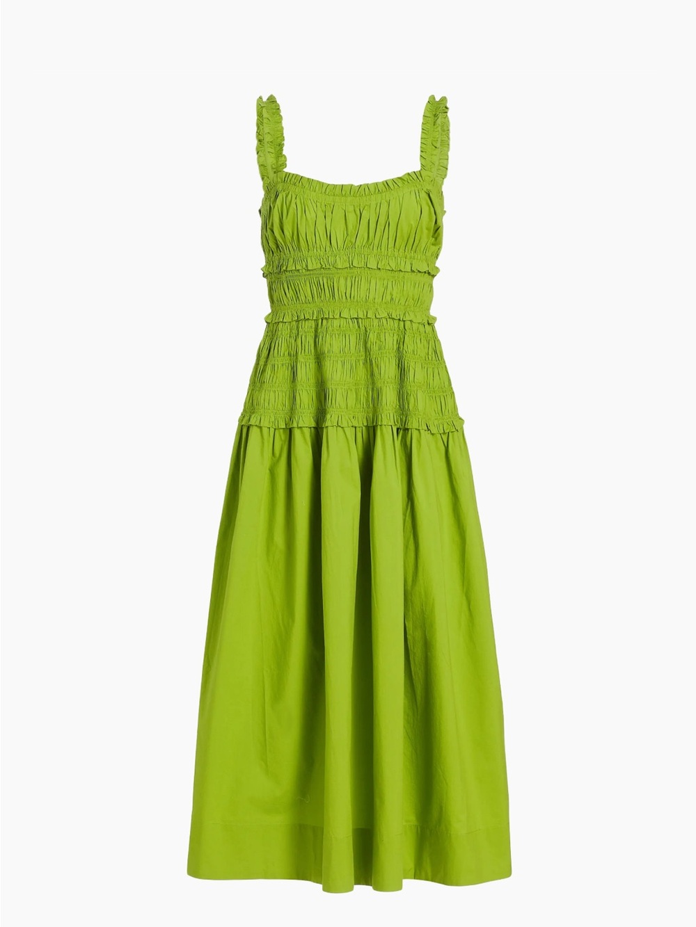 Doen Olive Green Smocked Midi Dress - Picture 4 of 12
